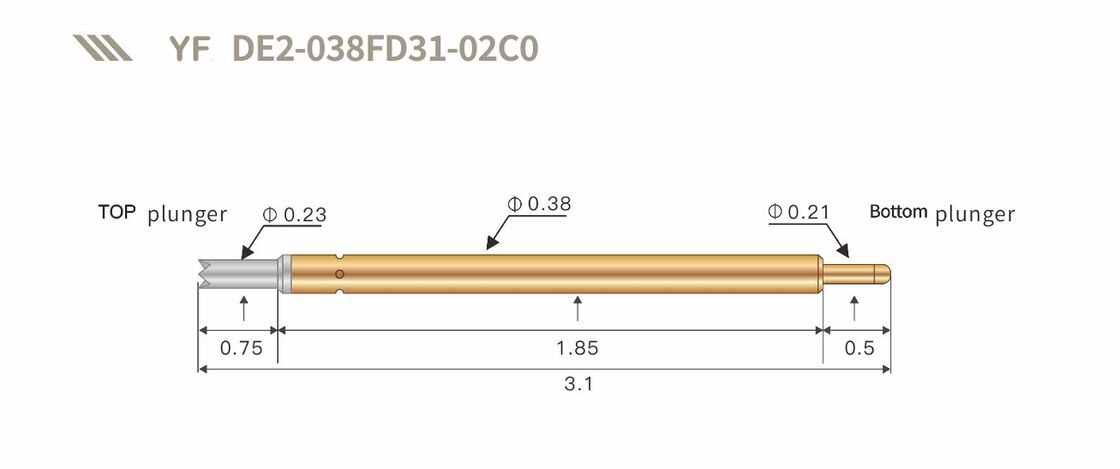 Sonde de test à ressort haute durabilité plaquée or | Broche Pogo de tailles personnalisées pour les tests électroniques