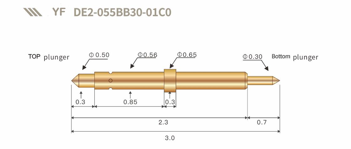 Probe à ressort enduit d'or à haute fréquence à double tête pour l'essai des circuits intégrés YF DE2-055BB30-01C0
