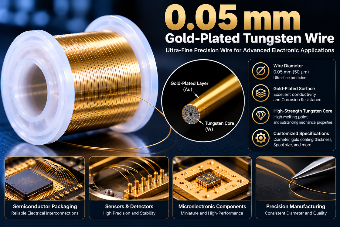 0.05mm Gold-Plated Tungsten Wire (50μm) | High-Strength Ultra-Fine Precision Wire with Custom Gold Coating – Sichuan Winner